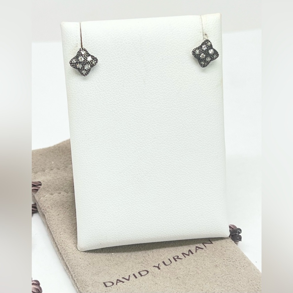 David Yurman Midnight Melange Diamond Stud Earrings .925 - Picture 2 of 8